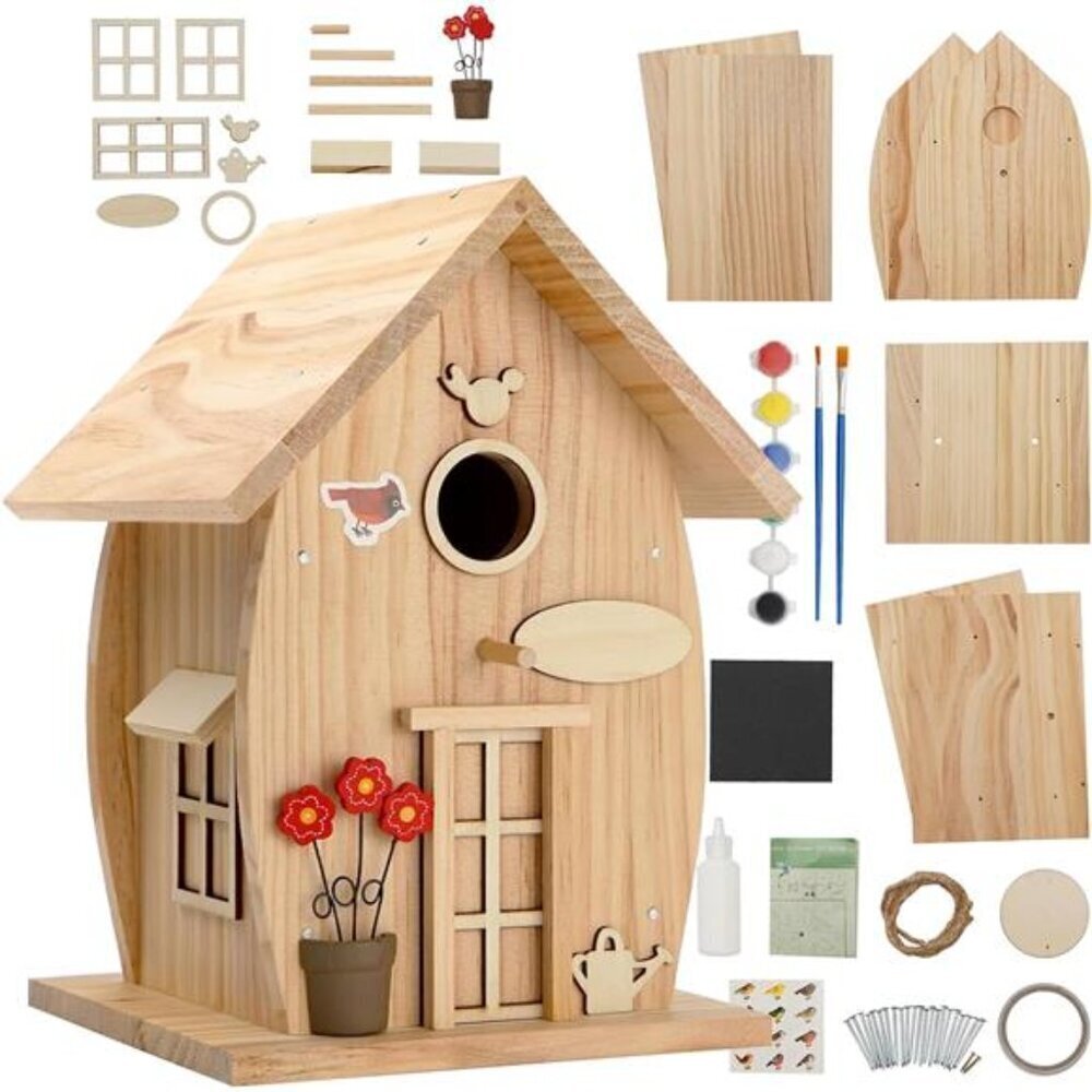 Wooden DIY Bird House Kit for Adults to Build, Outdoor Woodworking Crafts